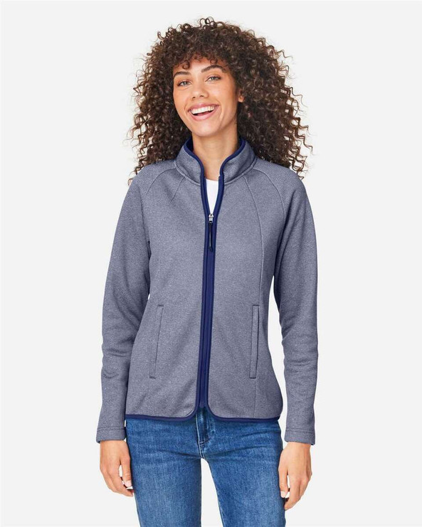 CORE365 CE72W - Cremallera completa Venture Heathered Stripe, mujer
