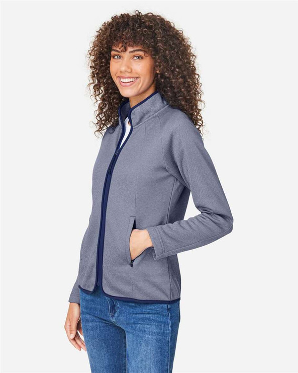 CORE365 CE72W - Cremallera completa Venture Heathered Stripe, mujer