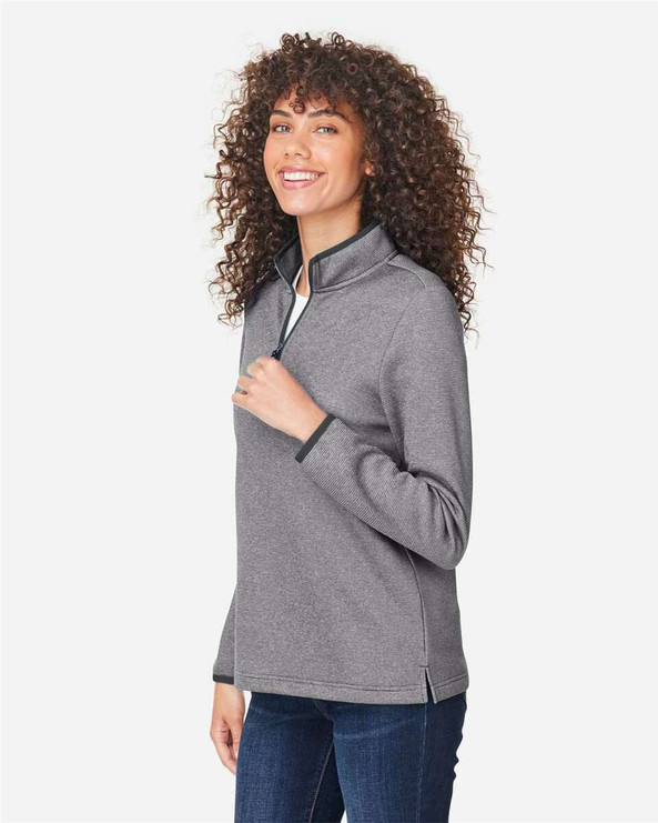 CORE365 CE73W - Women's Venture Heathered Stripe Quarter-Zip Pullover