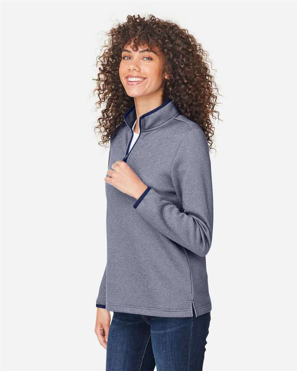 CORE365 CE73W - Women's Venture Heathered Stripe Quarter-Zip Pullover