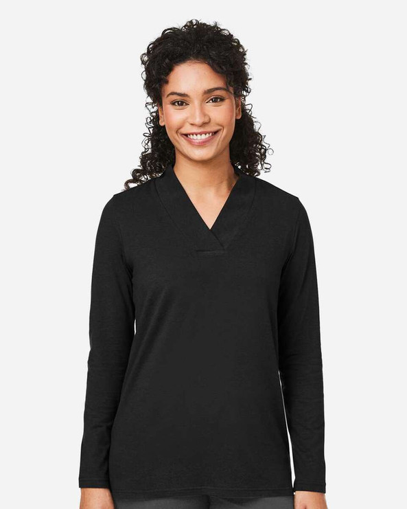 Devon & Jones DP121W - Top de punto con cuello chal Raleigh, mujer