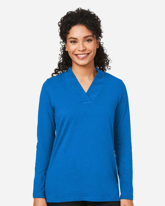 Devon & Jones DP121W - Top de punto con cuello chal Raleigh, mujer