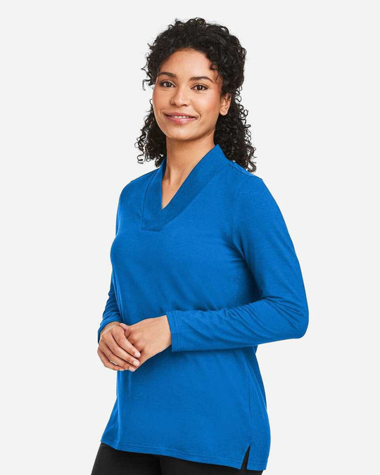 Devon & Jones DP121W - Top de punto con cuello chal Raleigh, mujer
