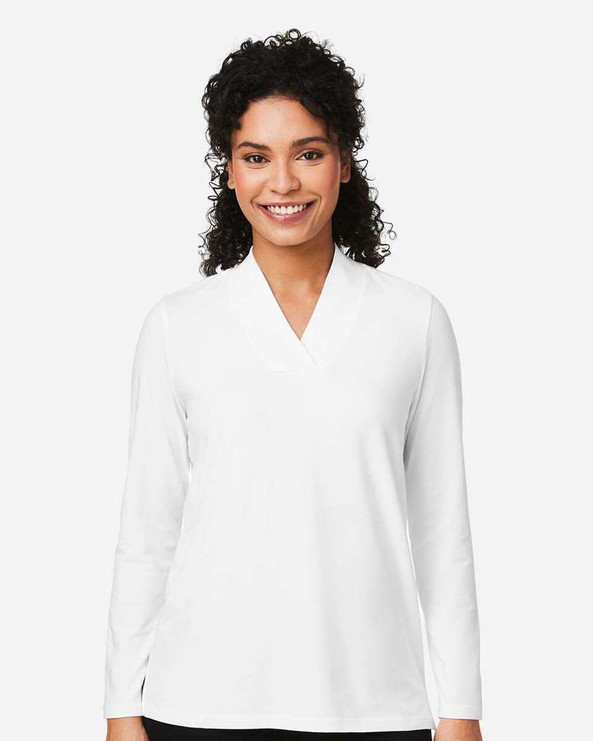 Devon & Jones DP121W - Top de punto con cuello chal Raleigh, mujer