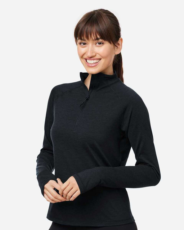 Glyder PDP8023 - Jersey jaspeado de mujer Fairway Quarter-Zip Pullover