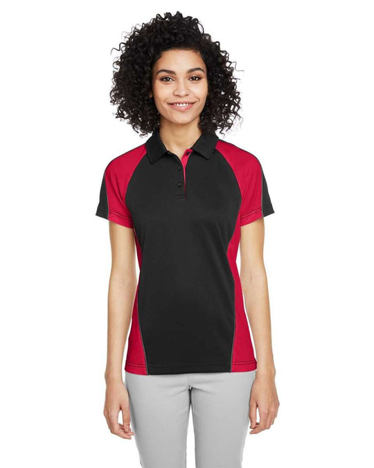 Harriton M385W - Polo de mujer Advantage Snag Protection Plus IL Colorblock