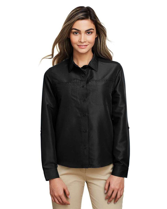 Harriton M580LW - Camiseta de manga larga para mujer Key West Performance Staff Shirt