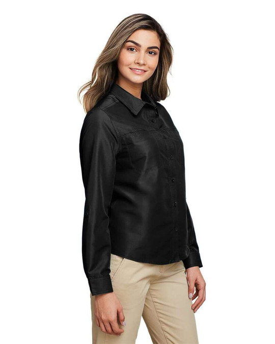 Harriton M580LW - Camiseta de manga larga para mujer Key West Performance Staff Shirt