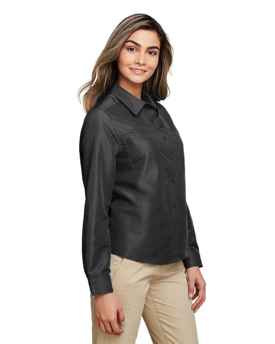 Harriton M580LW - Camiseta de manga larga para mujer Key West Performance Staff Shirt