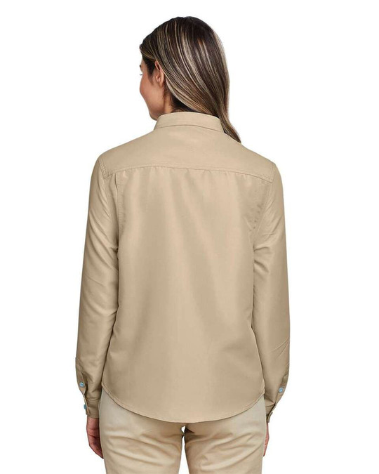 Harriton M580LW - Camiseta de manga larga para mujer Key West Performance Staff Shirt