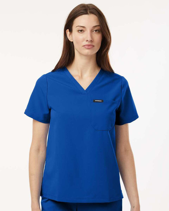 Jaanuu W10001 - Blusa médica Rhena Essential, cuello en V, 1 bolsillo, mujer