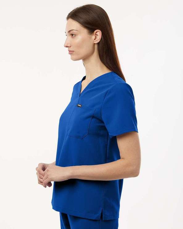 Jaanuu W10001 - Blusa médica Rhena Essential, cuello en V, 1 bolsillo, mujer