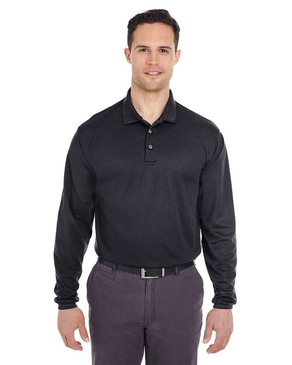UltraClub 8210LS - Polo de malla de piqué de manga larga Cool &amp; Dry para hombre