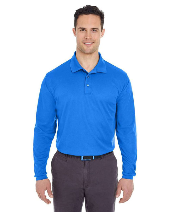 UltraClub 8210LS - Polo de malla de piqué de manga larga Cool &amp; Dry para hombre