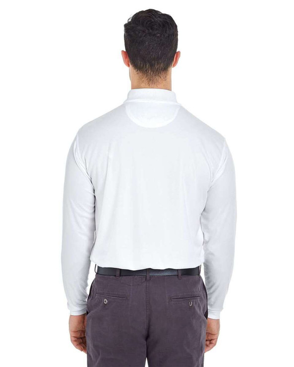 UltraClub 8210LS - Polo de malla de piqué de manga larga Cool &amp; Dry para hombre