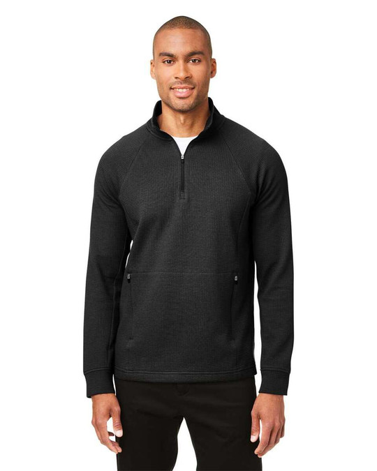 North End NE200 - Pulóver con cremallera de un cuarto para hombre Rhythm Waffle