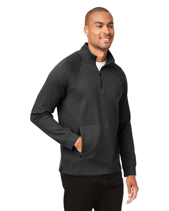 North End NE200 - Pulóver con cremallera de un cuarto para hombre Rhythm Waffle
