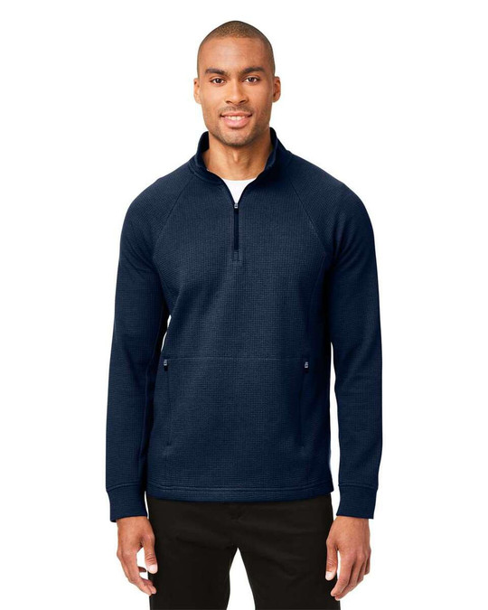 North End NE200 - Pulóver con cremallera de un cuarto para hombre Rhythm Waffle