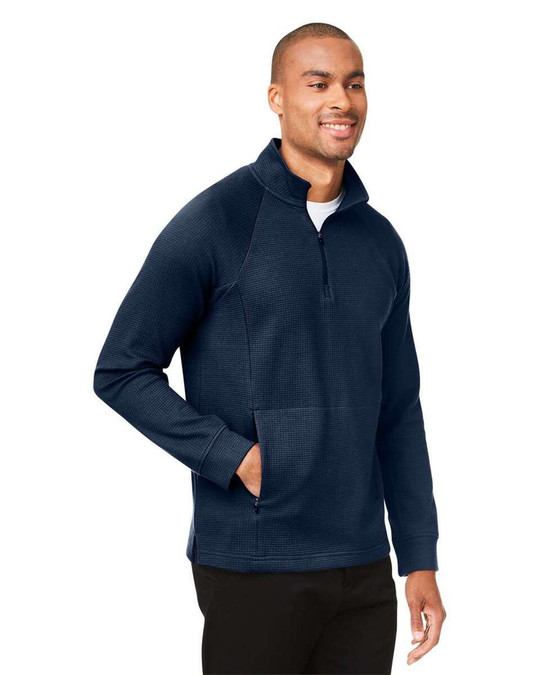 North End NE200 - Pulóver con cremallera de un cuarto para hombre Rhythm Waffle