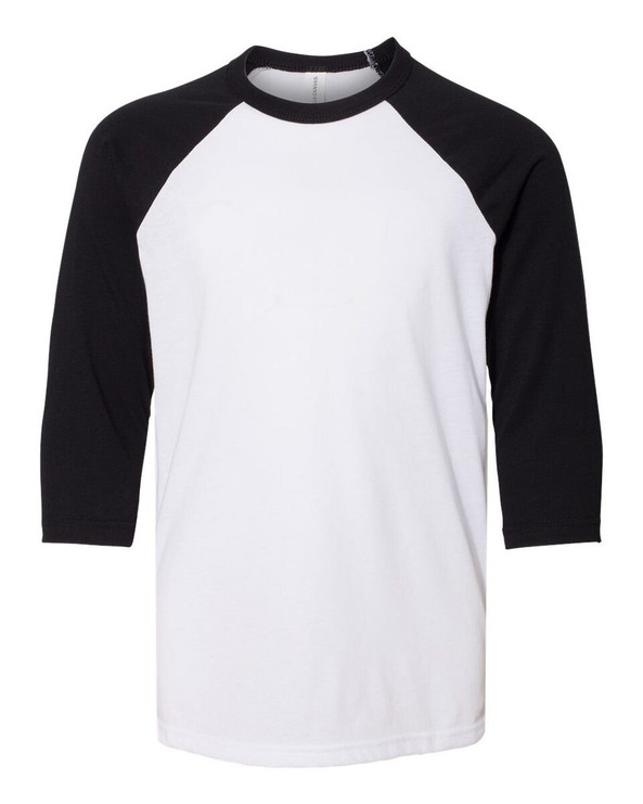 Bella+Canvas 3200Y - Youth Three-Quarter Sleeve Baseball Tee