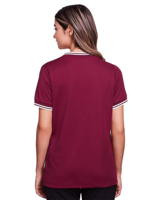 Devon & Jones DG20CW - CrownLux Performance® Top de Cuello en V con Trenzado y Ribete para Damas