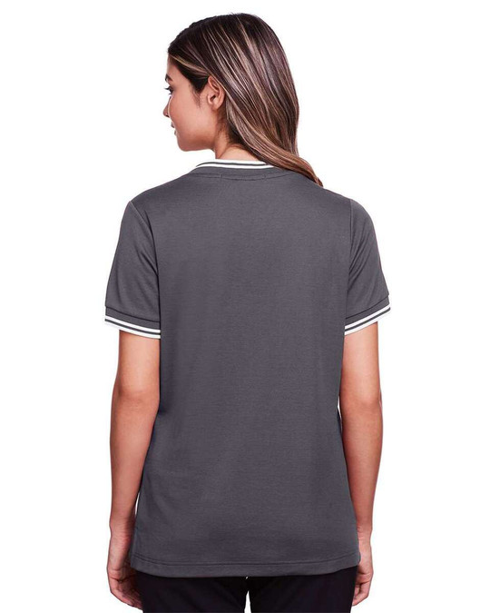 Devon & Jones DG20CW - CrownLux Performance® Top de Cuello en V con Trenzado y Ribete para Damas