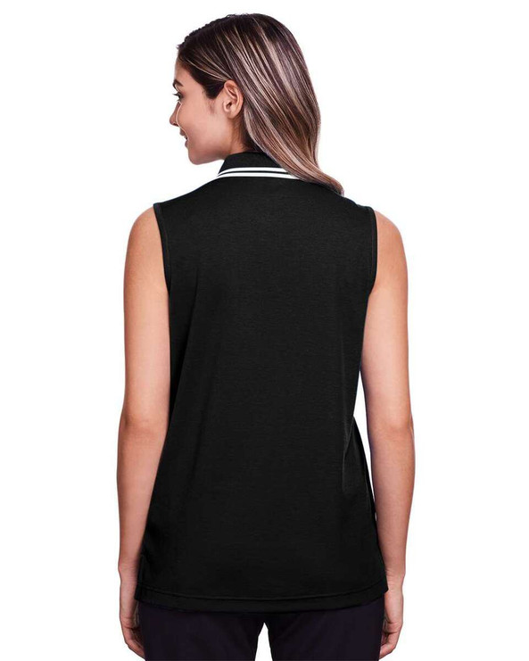 Devon & Jones DG20SW - CrownLux Performance® Ladies Plaited Tipped Sleeveless Polo