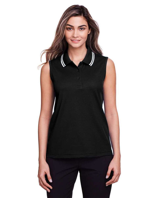 Devon & Jones DG20SW - CrownLux Performance® Polo sin mangas con ribete trenzado para damas