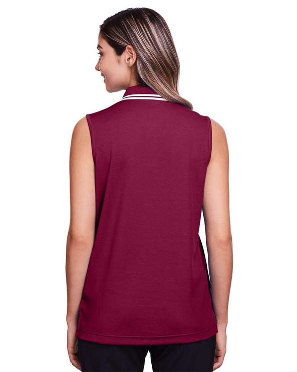 Devon & Jones DG20SW - CrownLux Performance® Ladies Plaited Tipped Sleeveless Polo