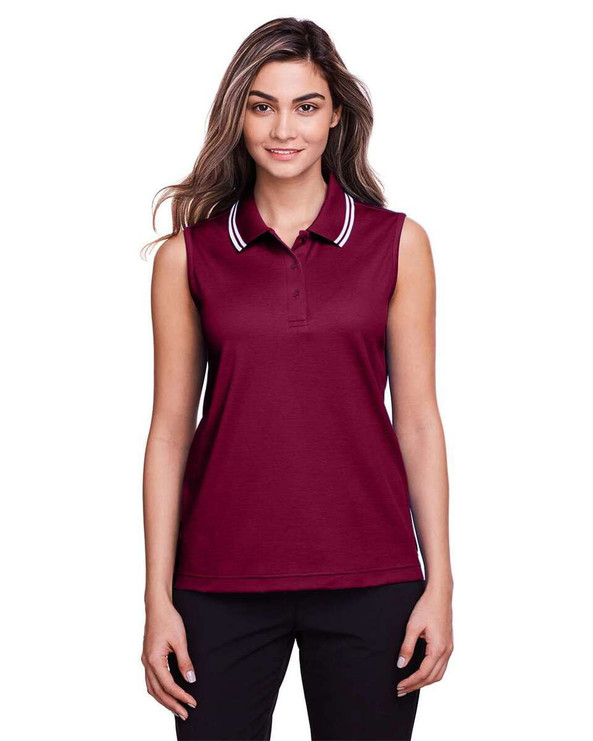 Devon & Jones DG20SW - CrownLux Performance® Ladies Plaited Tipped Sleeveless Polo