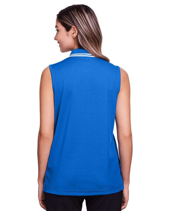 Devon & Jones DG20SW - CrownLux Performance® Polo sin mangas con ribete trenzado para damas