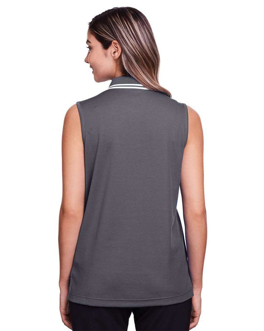 Devon & Jones DG20SW - CrownLux Performance® Polo sin mangas con ribete trenzado para damas