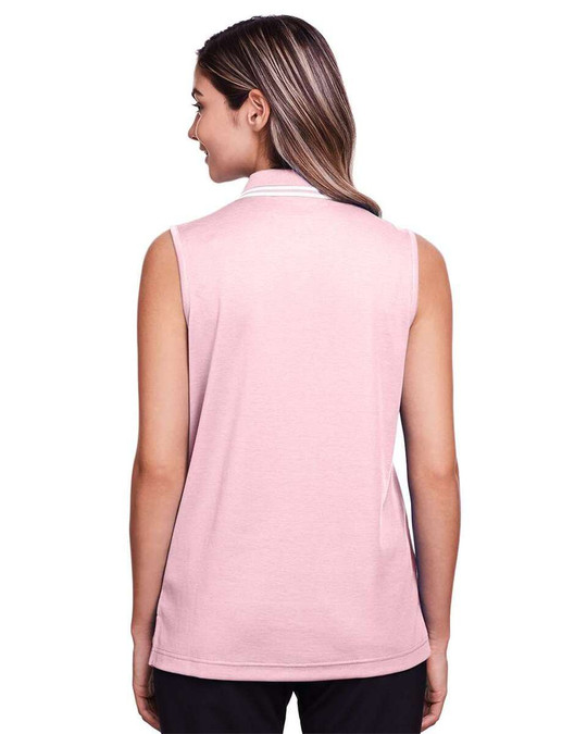 Devon & Jones DG20SW - CrownLux Performance® Polo sin mangas con ribete trenzado para damas