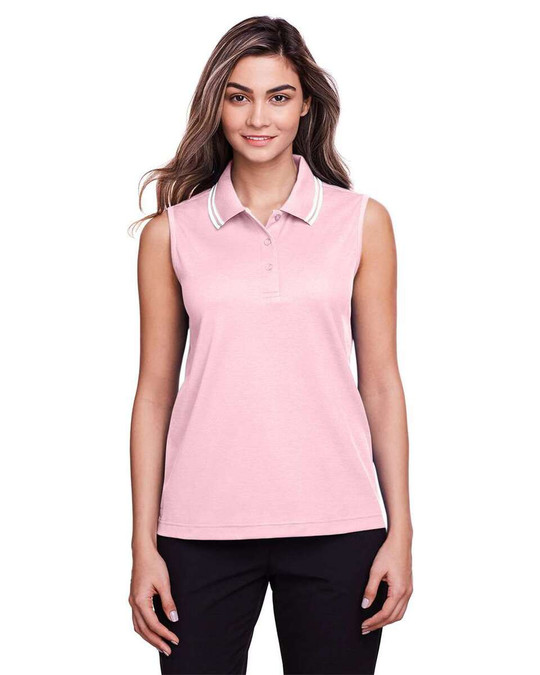 Devon & Jones DG20SW - CrownLux Performance® Polo sin mangas con ribete trenzado para damas