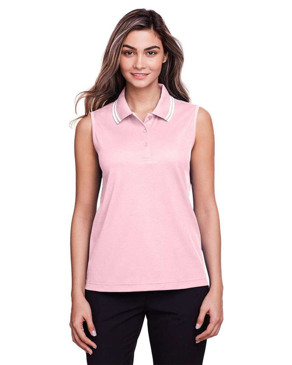 Devon & Jones DG20SW - CrownLux Performance® Ladies Plaited Tipped Sleeveless Polo