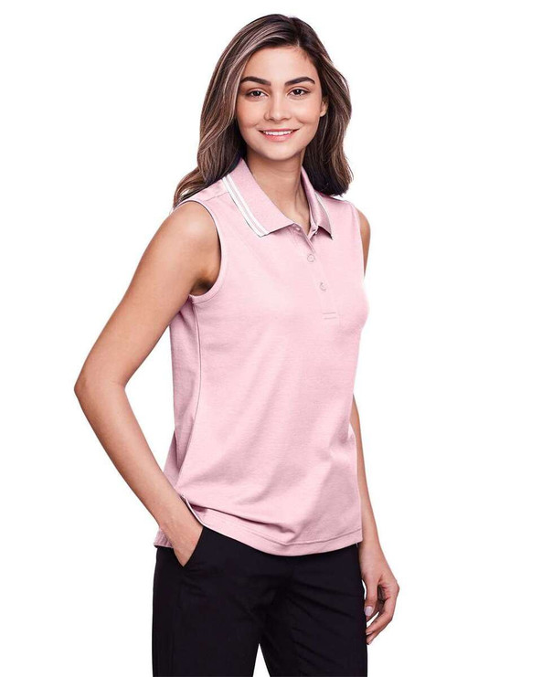 Devon & Jones DG20SW - CrownLux Performance® Ladies Plaited Tipped Sleeveless Polo