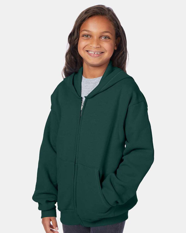 Hanes P480 - EcoSmart® Youth Full-Zip Hooded Sweatshirt