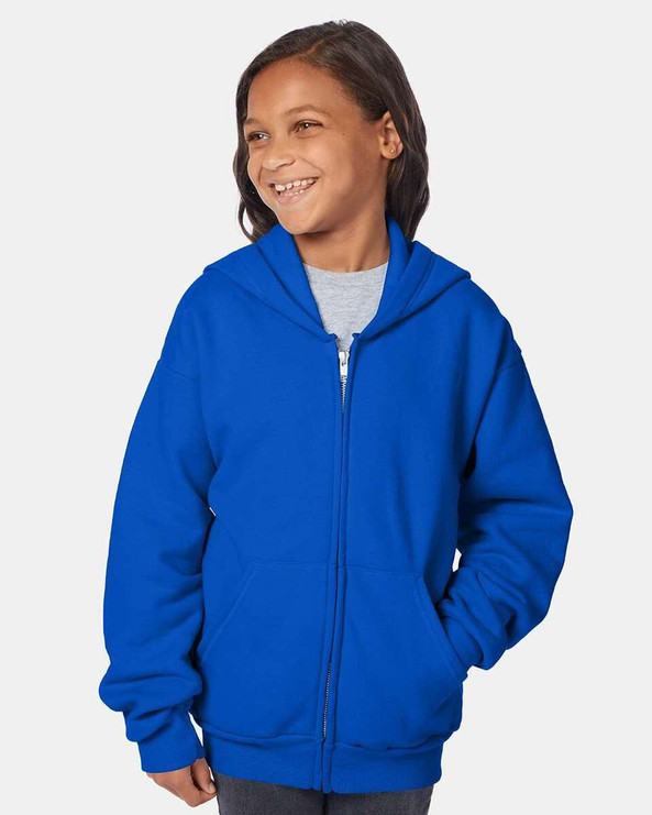Hanes P480 - EcoSmart® Youth Full-Zip Hooded Sweatshirt