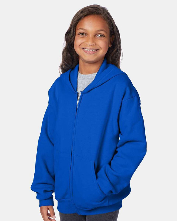 Hanes P480 - EcoSmart® Youth Full-Zip Hooded Sweatshirt