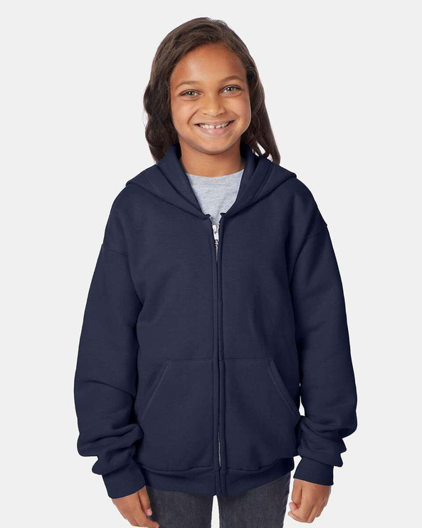Hanes P480 - Sudadera con capucha y cremallera completa EcoSmart® Youth