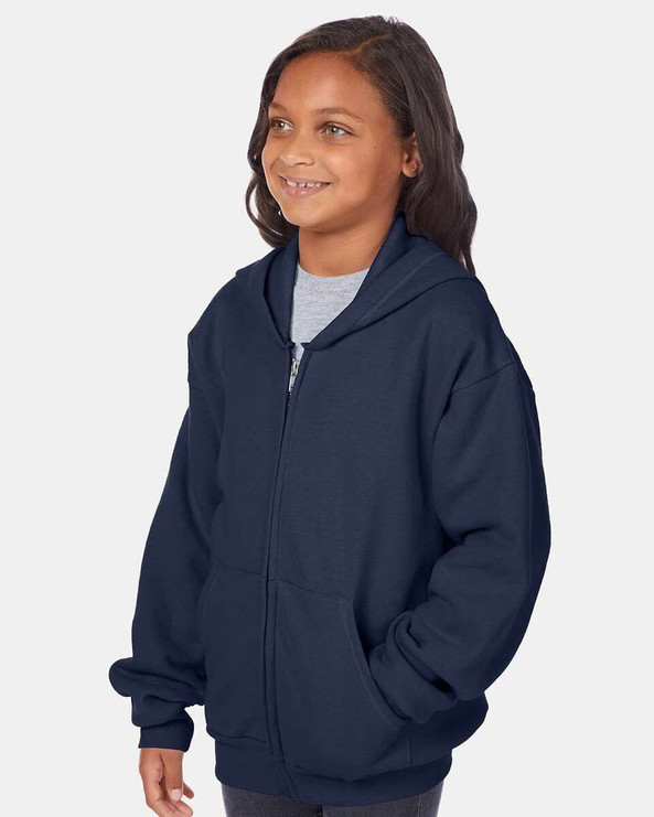Hanes P480 - Sudadera con capucha y cremallera completa EcoSmart® Youth
