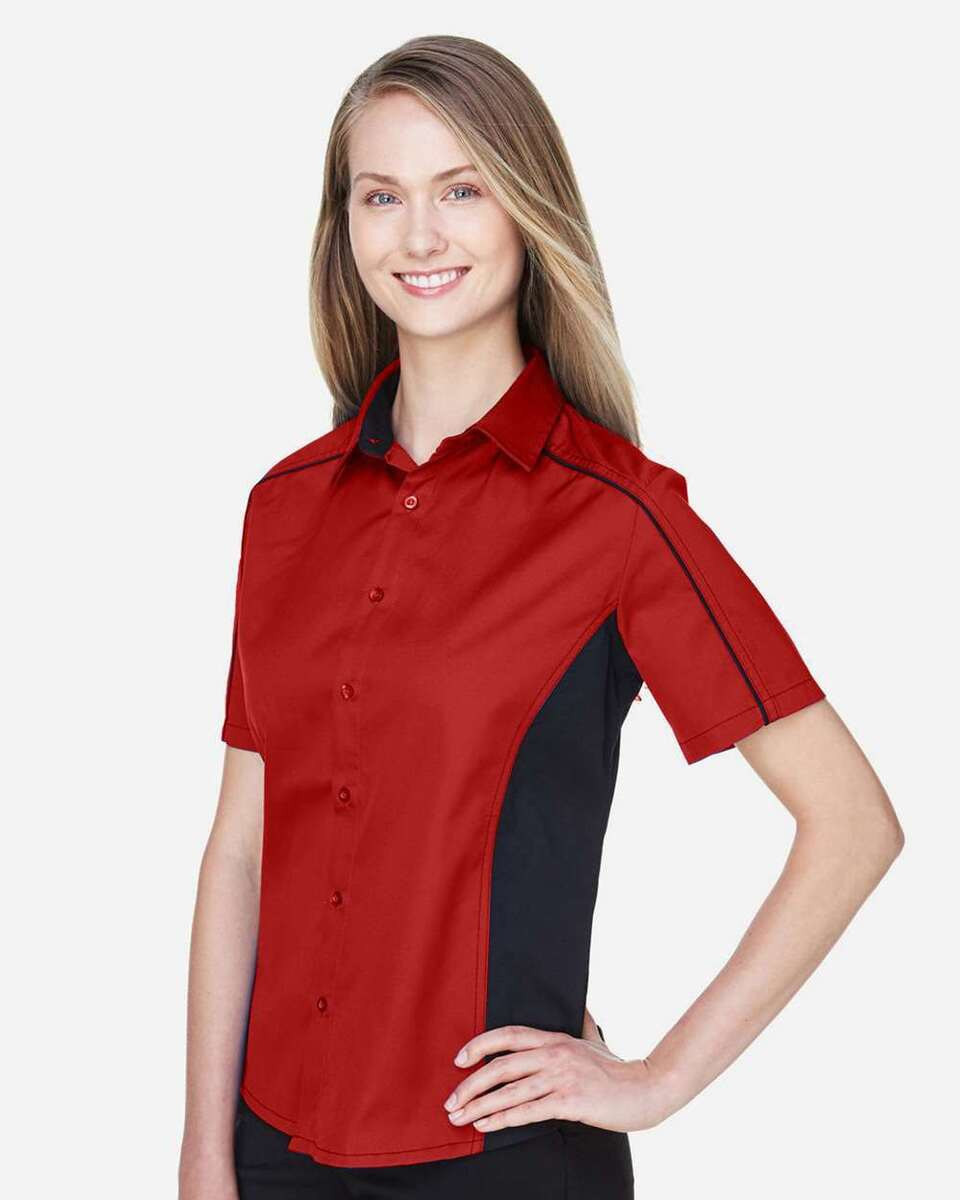North End 77042 - Camisas de sarga con bloques de color para damas Fuse