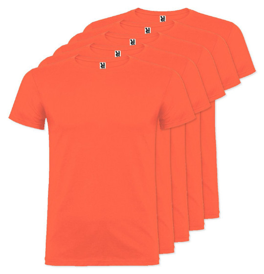 Pack mit 5 Roly Workwear CA6554 - Beagle Kurzarm-T-Shirt mit Doppeltem Rundhalsausschnitt mit Elastan