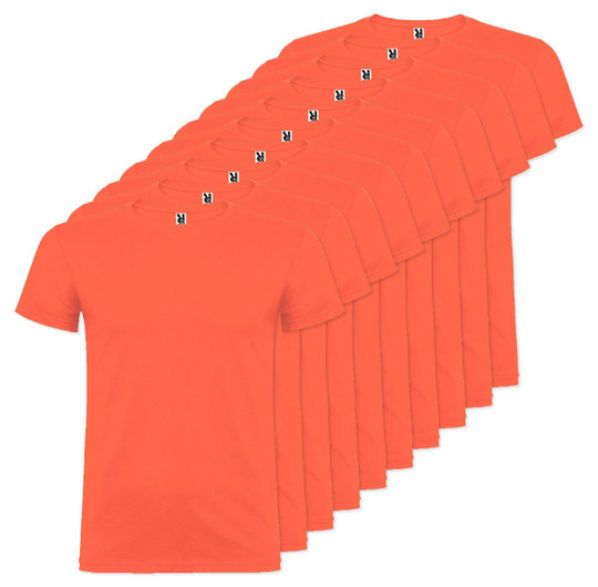 Pack mit 10 Roly Workwear CA6554 - Beagle Kurzarm-T-Shirt mit Doppeltem Rundhalsausschnitt mit Elastan