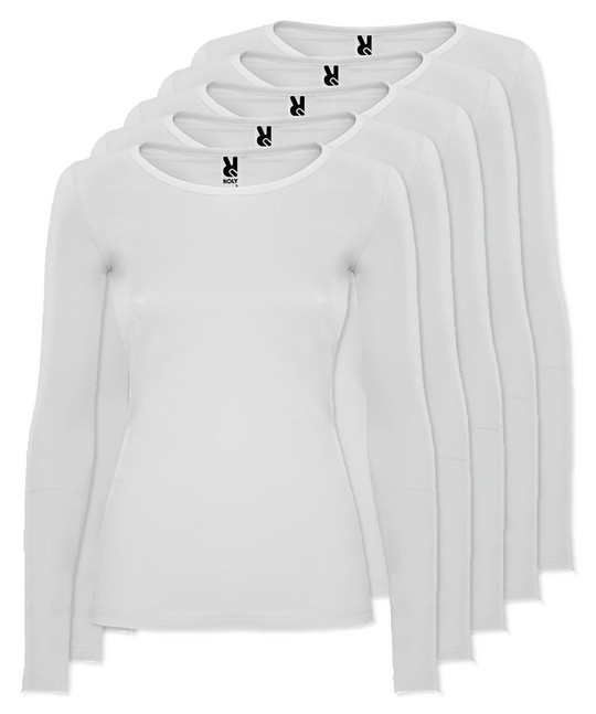 Pack mit 5 Roly Workwear CA1218 - Extreme Woman Halbtailliertes Langarm T-Shirt