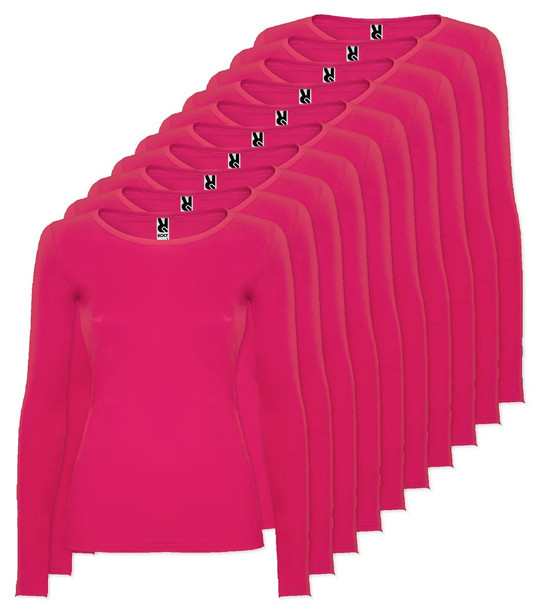 Pack mit 10 Roly Workwear CA1218 - Extreme Woman Halbtailliertes Langarm T-Shirt