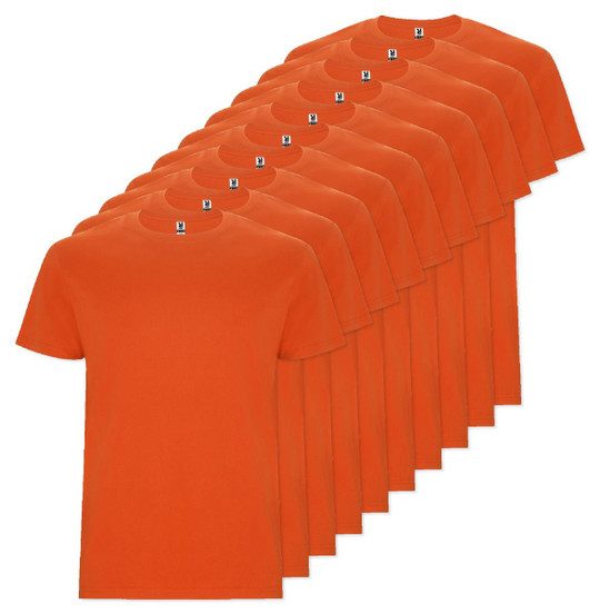 Pack of 10 Roly Workwear CA6681 - STAFFORD Tubular short-sleeved t-shirt in adult sizes and with side seams in kid's sizes