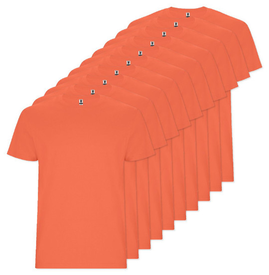 Pack of 10 Roly Workwear CA6681 - STAFFORD Tubular short-sleeved t-shirt in adult sizes and with side seams in kid's sizes