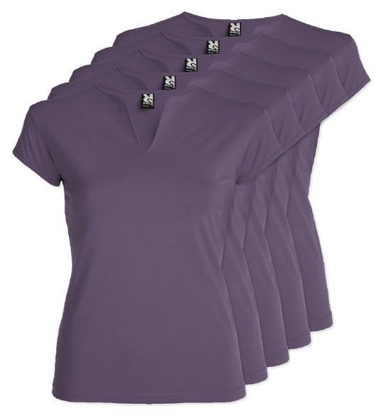 Pack mit 5 Roly Workwear CA6532 - Belice Tailliertes Kurzarm T-Shirt mit Rundhalsausschnitt