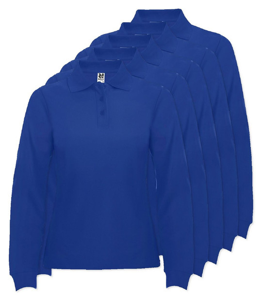 Pack mit 5 Roly Workwear PO6636 - Estrella Woman Tailliertes Langarm Poloshirt